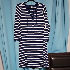 NWT Old Navy nautical navy and white striped t-shirt dress, XL
